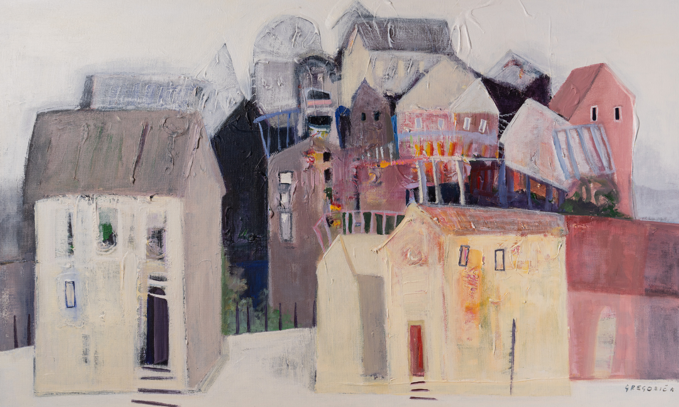 Slika Andreje Gregorič z upodobitvijo mestne vedute