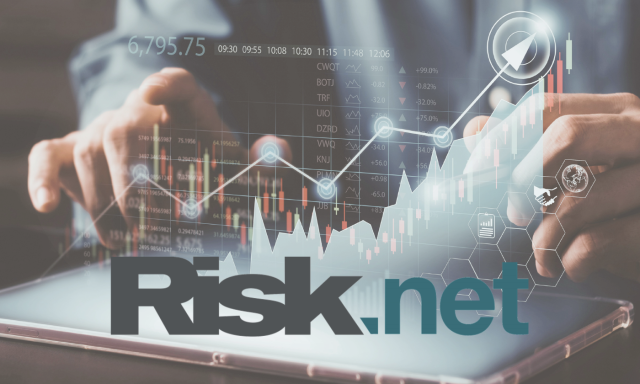 Display of financial charts and analytical data on a tablet featuring the Risk.net logo, accompanying an announcement about a new resource available at the CEK Library and illustrating access to content on risk management, financial markets and banking.