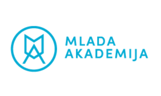 Moder logotip Mlade akademije na beli podlagi