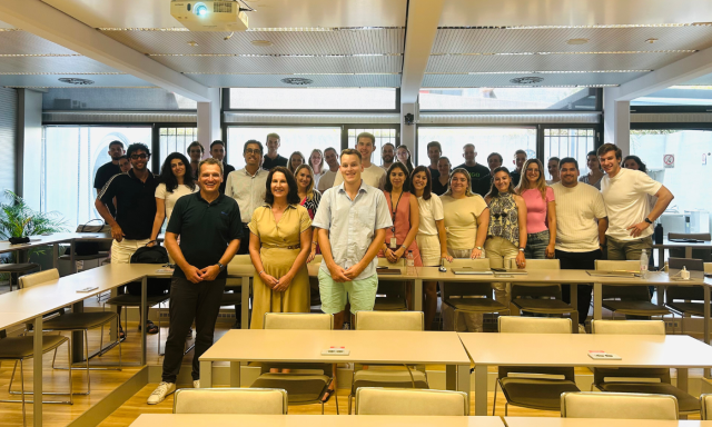 A groupof students in class
